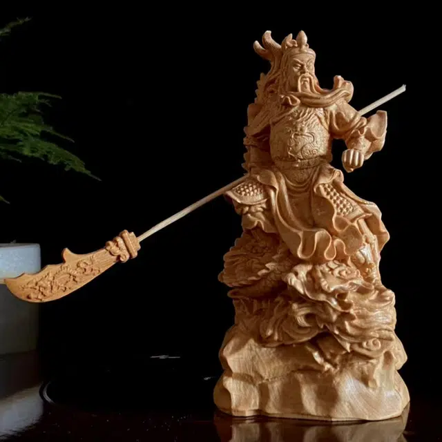仙作美 根雕【御龙关公】实木雕刻文玩工艺品 崖柏 木作摆件 男女同款情侣款