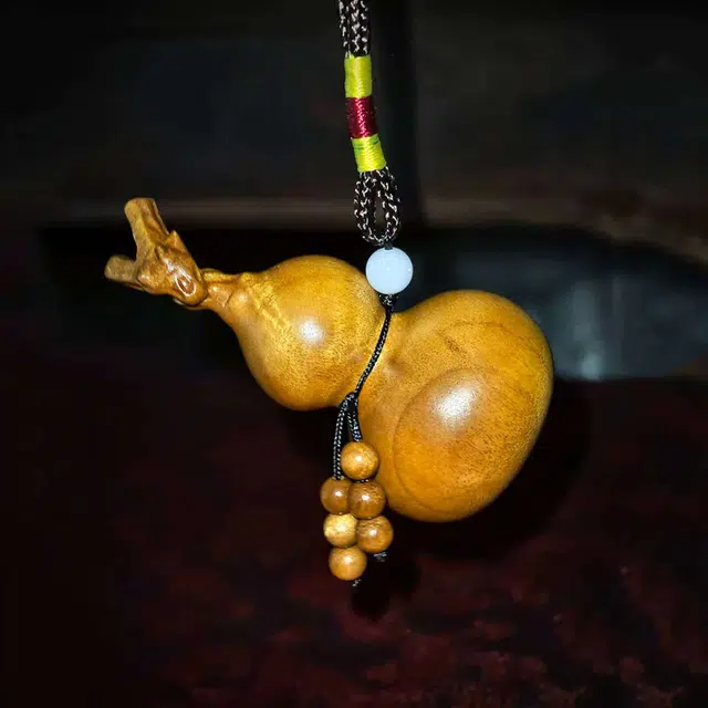 仙作美 龙头葫芦实木雕刻手把件车挂件#好运 楠木 摆件 男女同款情侣款
