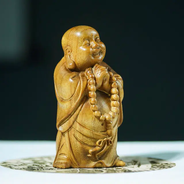 仙作美 招财弥勒佛】金丝楠枯木老料整木雕刻文玩手把件桌面 楠木 木作摆件 男女同款情侣款