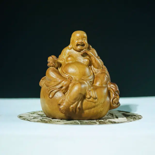 仙作美 假一赔万【布袋弥勒佛】小叶桢楠枯木老料整木雕刻文玩手把件 楠木 木作摆件 男女同款情侣款