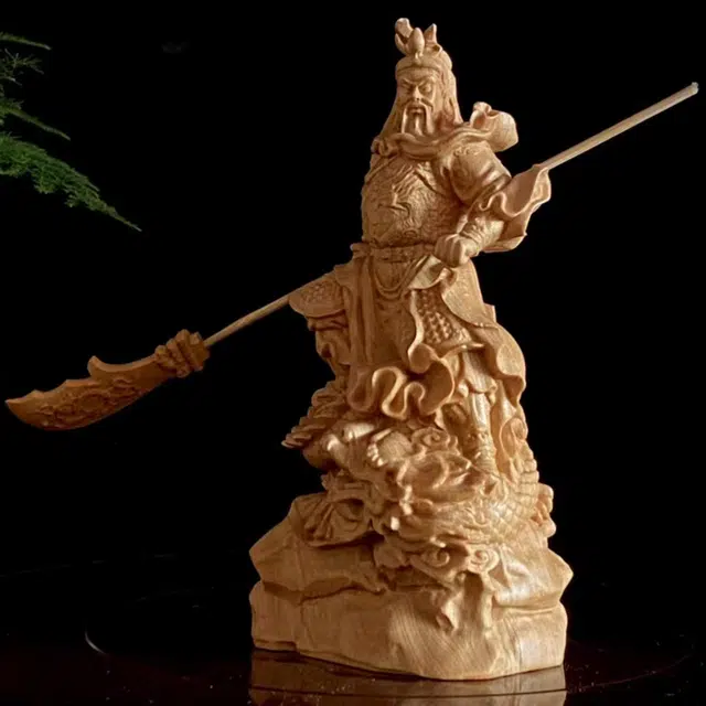 仙作美 根雕【御龙关公】实木雕刻文玩工艺品 崖柏 木作摆件 男女同款情侣款