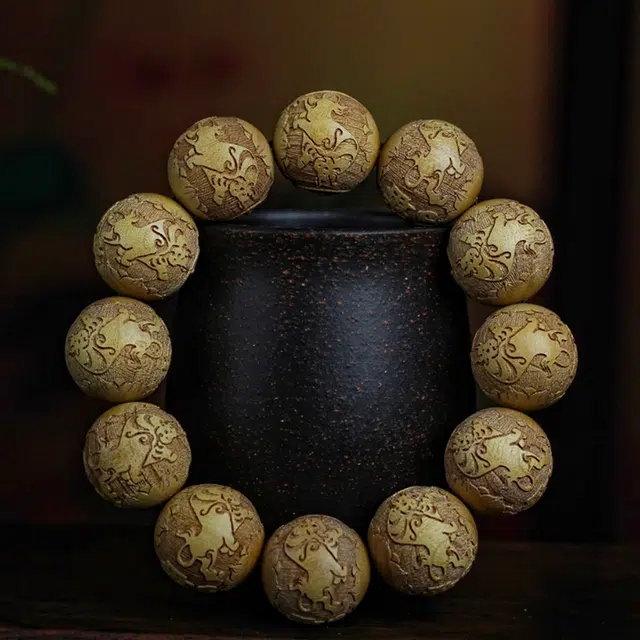 仙作美 文玩雕刻珠 金丝楠木 木作手串 男款 楠木