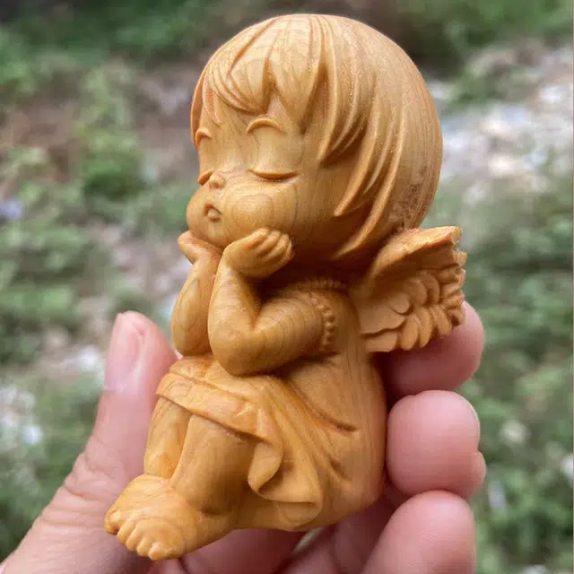 仙作美 可爱文玩小天使 崖柏 把件 男女同款情侣款
