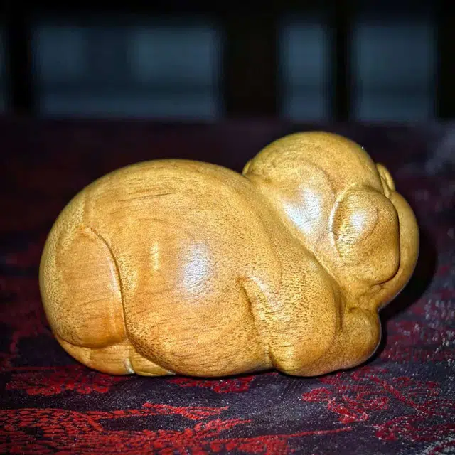 仙作美 福猪桢楠实木雕刻小猪手把件 楠木 摆件 男女同款情侣款