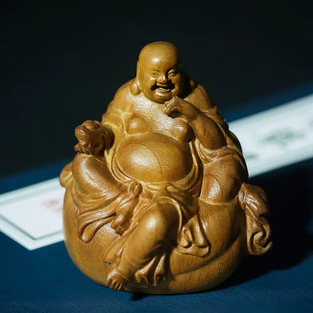 仙作美 假一赔万【布袋弥勒佛】小叶桢楠枯木老料整木雕刻文玩手把件 楠木 木作摆件 男女同款情侣款