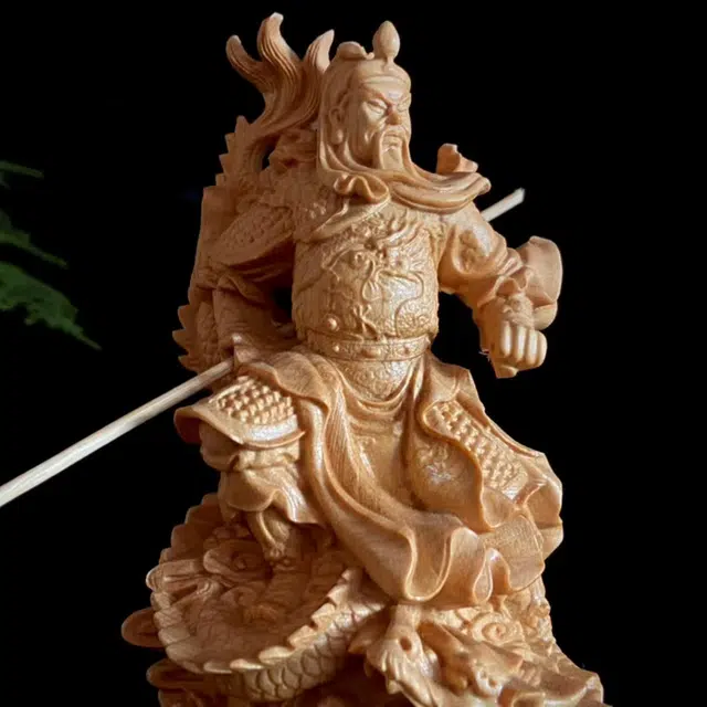 仙作美 根雕【御龙关公】实木雕刻文玩工艺品 崖柏 木作摆件 男女同款情侣款