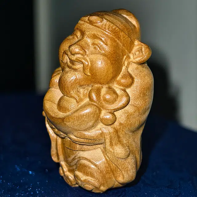 仙作美 假一赔万（财神爷）金丝楠小叶桢楠手把件整木雕刻#好运 楠木 木作摆件 男女同款情侣款