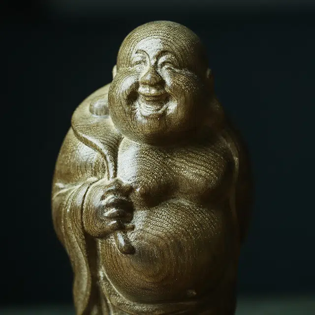 仙作美 金丝楠木乌木雕刻弥勒佛文玩手把件 阴沉木 木作摆件 男女同款情侣款
