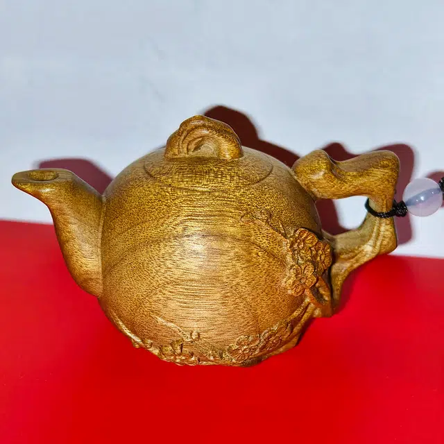 仙作美 金丝楠小叶桢楠枯木老料梅花壶把把壶整木雕刻文玩手把件 楠木 木作摆件 男女同款情侣款