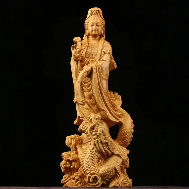 仙作美 【御龙观音】实木雕刻文玩工艺品 崖柏 木作摆件 男女同款情侣款