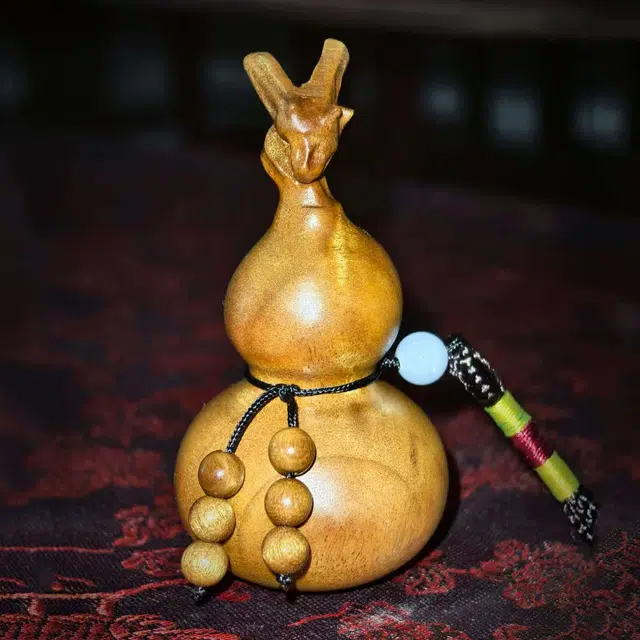 仙作美 龙头葫芦实木雕刻手把件车挂件#好运 楠木 摆件 男女同款情侣款