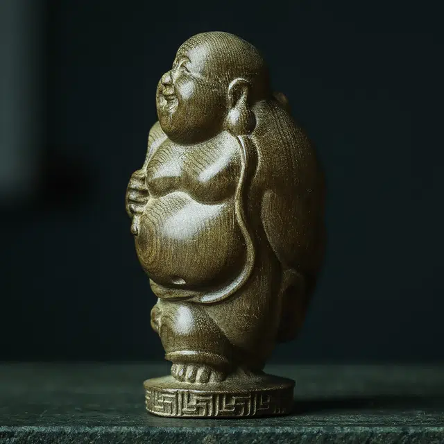 仙作美 金丝楠木乌木雕刻弥勒佛文玩手把件 阴沉木 木作摆件 男女同款情侣款