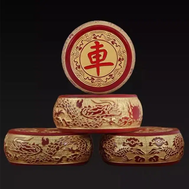 仙作美 国潮九龙雕刻 金丝楠 木作象棋 男女同款情侣款 楠木