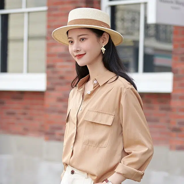 撞青春 拉菲草帽潮夏季防晒遮阳帽沙滩度假平顶太阳帽 草编 礼帽 女款