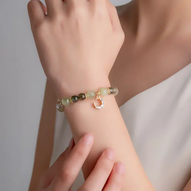 泡泡贝 小清新小众设计月牙 水晶 玉石手串 女款