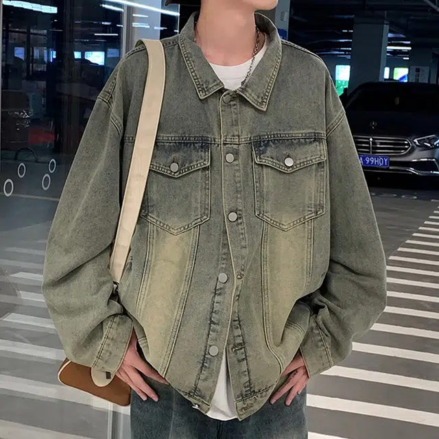 巴塞罗那足球俱乐部 美式复古水洗做旧宽松休闲翻领百搭牛仔外套 男女同款