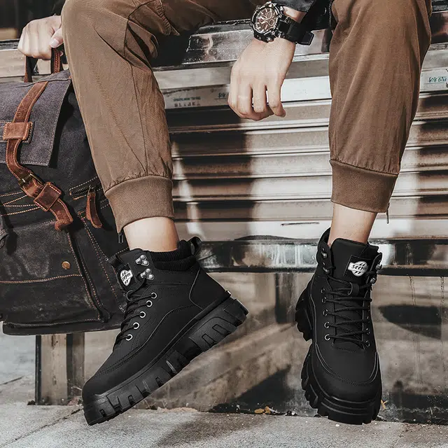 皮革 街头潮流英伦风多用途户外休闲 及踝 马丁靴 男款