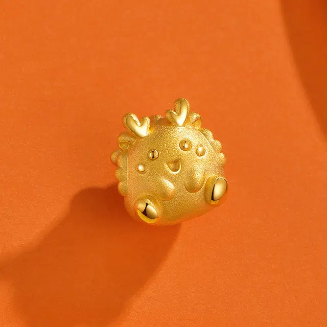 明牌珠宝 生肖龙年开心龙 足金硬金 一口价 黄金吊坠 男女同款情侣款