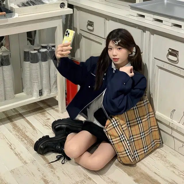费尔岛上的猫 美式复古拼接纯色拉链工装夹克外套 男女同款