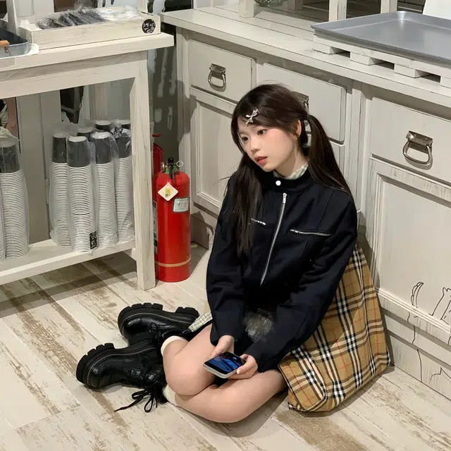 费尔岛上的猫 美式复古拼接纯色拉链工装夹克外套 男女同款