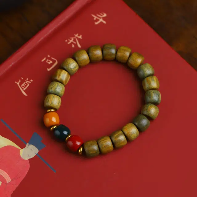 镯瑾 靠岸考试上岸福禄寿三吉转运珠 招财纳福 平安顺利 本命年 新中式佛珠叠戴文玩招财 檀木 木作手串 男女同款情侣款