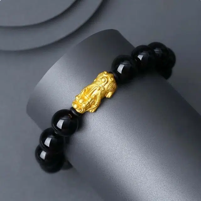 镯瑾 招财纳福吞金兽 貔貅 转运珠 国潮 送福气礼盒国风素 财运来 串佛珠精致优雅盘玩百搭素串##好运 黑檀 手串 男女同款情侣款
