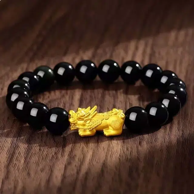镯瑾 【到手两条】招财纳福吞金兽 貔貅 转运珠 国潮 送福气礼盒财运来 串佛珠精致优雅盘玩百搭#好运 黑檀 手串 男女同款情侣款