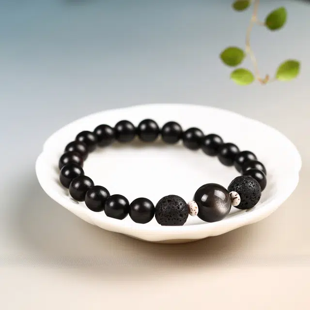 【财源滚滚】 镯瑾 时来运转新中式国潮飞黄腾达银曜石招财锁福转运珠旺运接财事业高升#好运天然 黑檀 手串 男女同款情侣款