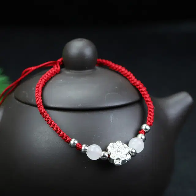 镯瑾 【莲花有钱花】 镯瑾 新中式好运莲莲转运开运手工编绳事事如意 #好运常伴  男女同款 情侣款  合金 手绳 男女同款情侣款