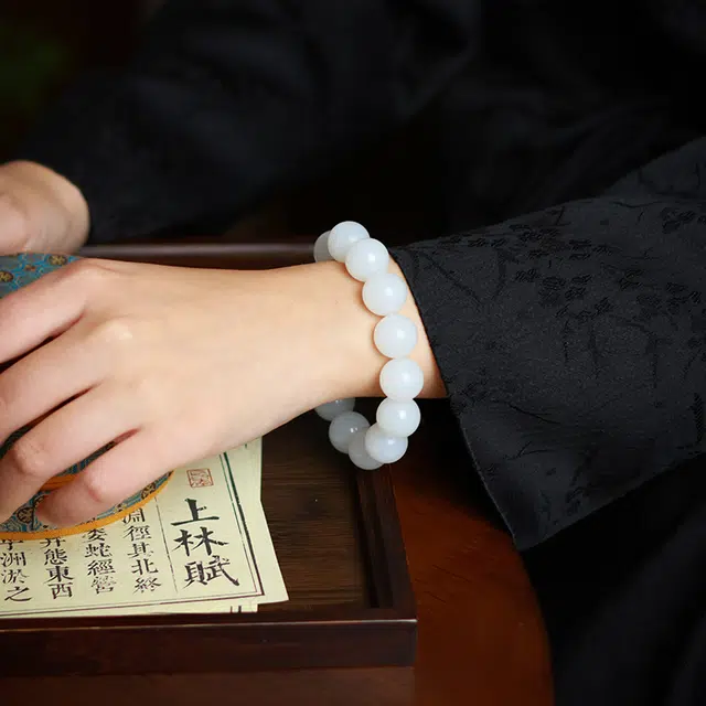 镯瑾 国风经典 羊脂白 玉质油润洁白 和田玉手串 白玉 男女同款情侣款