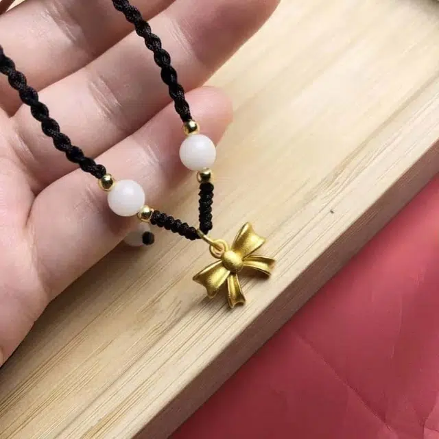 镯瑾 在逃公主 蝴蝶结 新中式精致轻奢小众高级感锁骨链有钱花招财纳福平安诸事顺利#好运 白玉菩提 项链 男女同款情侣款