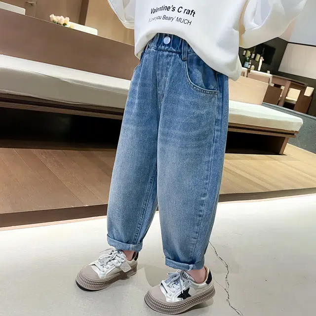 木木屋 舒适亲肤简约牛仔裤 中小童 图片色