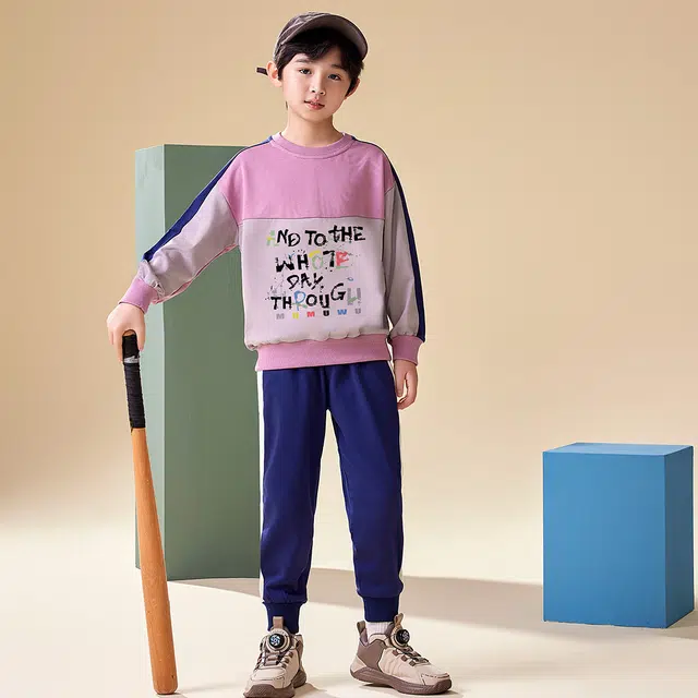 木木屋 时尚宽松潮流字母百搭休闲运动套装 灰色青少年