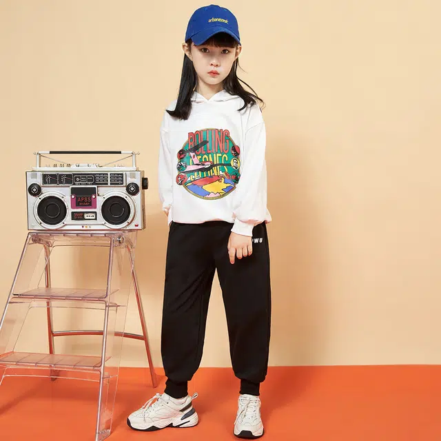 木木屋 舒适柔软轻盈宽松透气休闲运动套装 儿童款 白色
