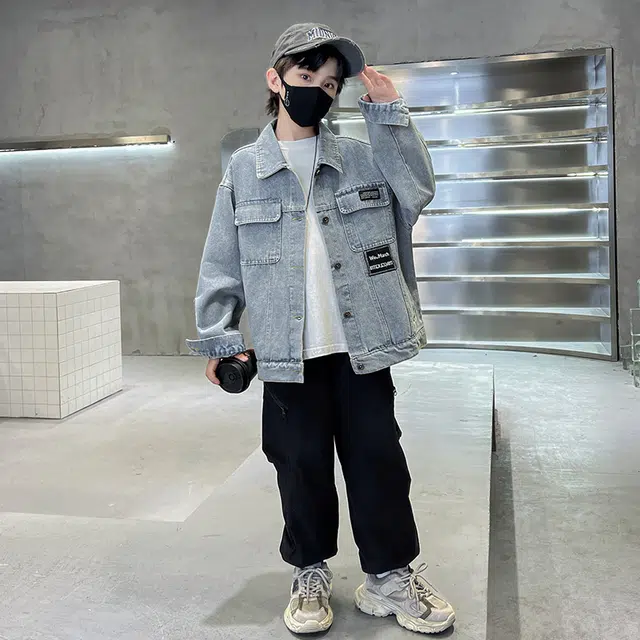 木木屋 时髦潮酷休闲轻盈户外夹克外套 蓝色 青少年