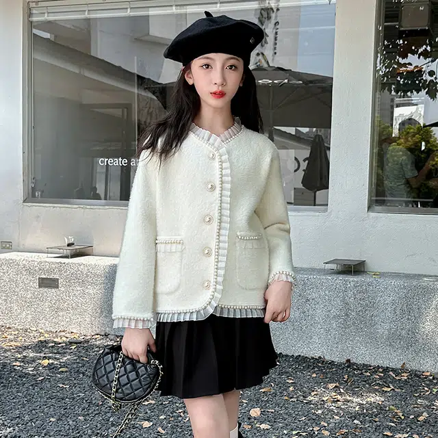 木木屋 简约小香风单排扣舒适长袖夹克外套青少年