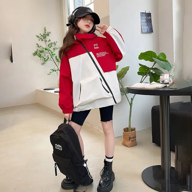 木木屋 舒适连帽拉链字母夹克外套青少年