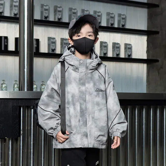 木木屋 舒适亲肤拉链简约连帽长袖夹克外套 青少年