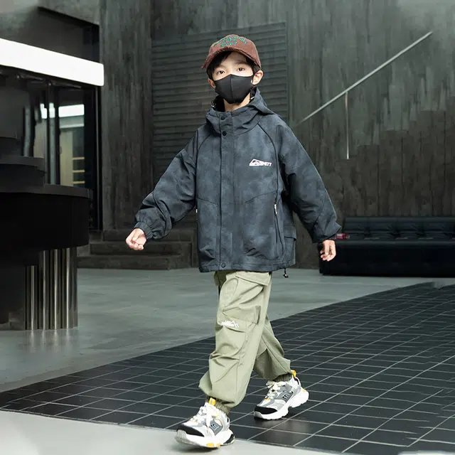 木木屋 舒适亲肤拉链简约连帽长袖夹克外套 青少年