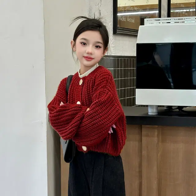木木屋 柔软百搭轻盈舒适毛衣 红色 青少年