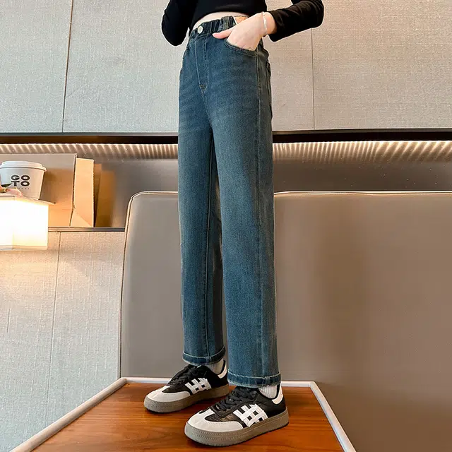 木木屋 松紧腰洋气简约纯色长裤 青少年