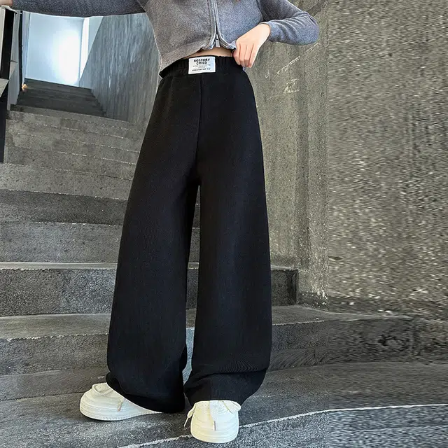 木木屋 松紧腰洋气纯色简约长裤 青少年