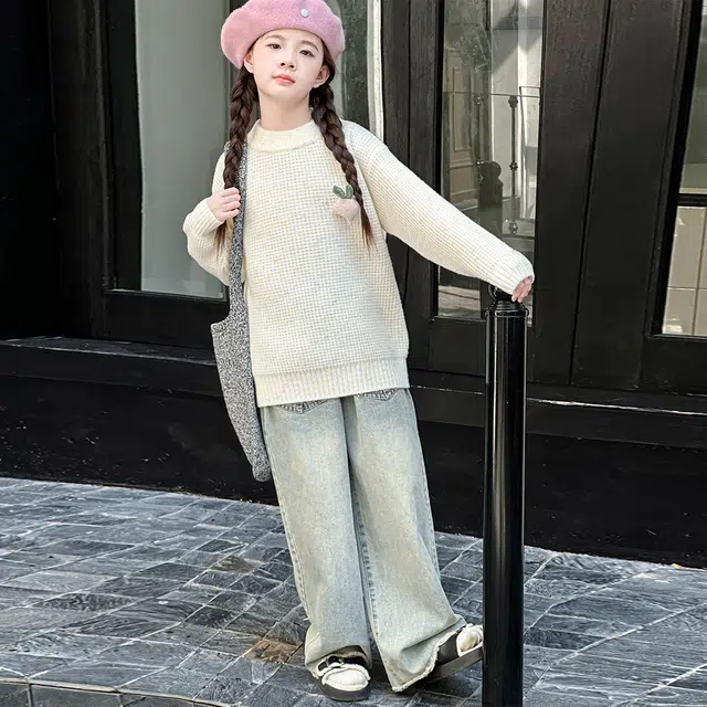 木木屋 简约舒适套头百搭休闲长袖毛衣 米白色 青少年