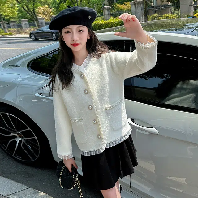 木木屋 简约小香风单排扣舒适长袖夹克外套青少年