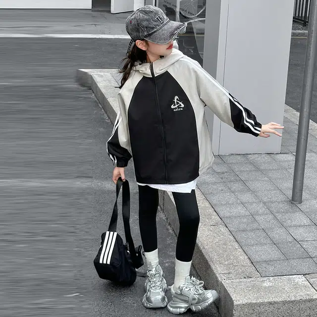 木木屋 简约连帽拉链舒适百搭休闲长袖夹克外套 黑色青少年