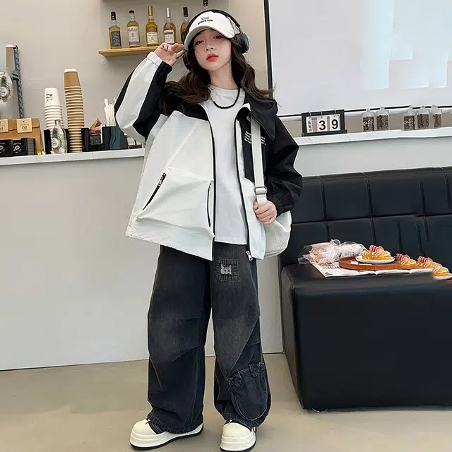 木木屋 舒适连帽拉链字母夹克外套青少年