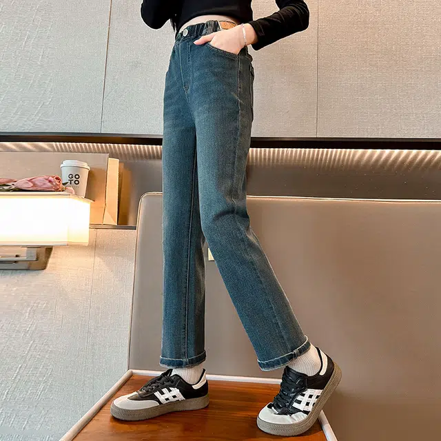 木木屋 松紧腰洋气简约纯色长裤 青少年