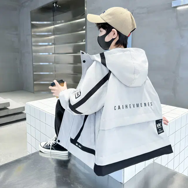 木木屋 舒适透气拉链连帽夹克外套青少年