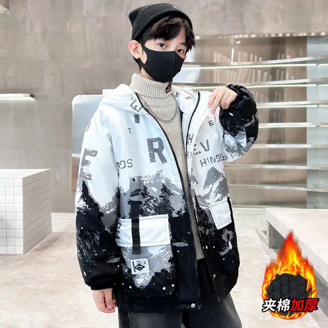 木木屋 舒适连帽拉链夹克外套 白色 青少年