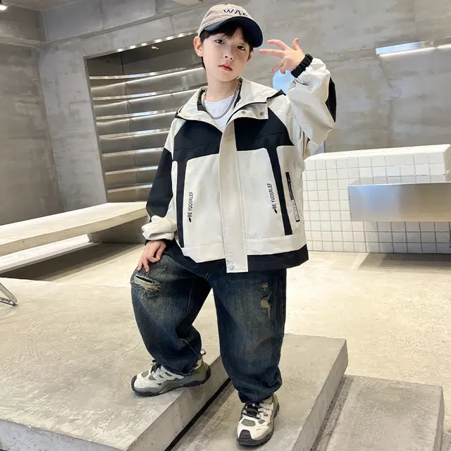 木木屋 连帽舒适亲肤拉链简约长袖夹克外套青少年